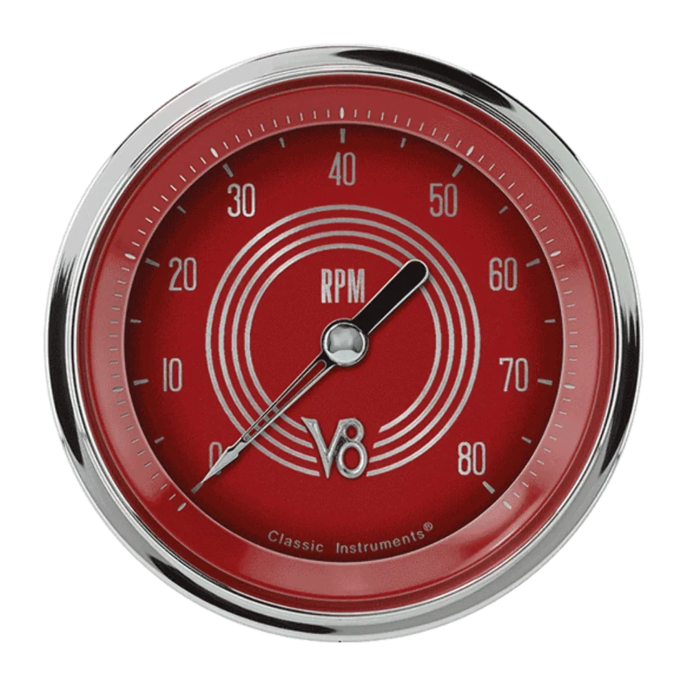 V8 Red Steelie 3 3_8_ Tachometer V8RS80SHC